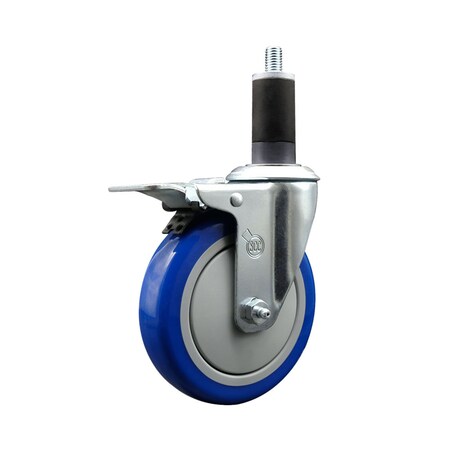 Service Caster 5'' Blue Poly Swivel 1-1/4'' Expanding Stem Caster Total Lock Brake SCC-EXTTL20S514-PPUB-BLUE-114